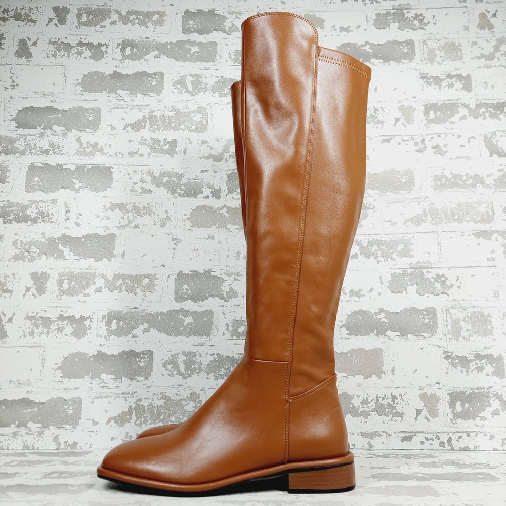 NEW TORGEIS Women’s Square Toe Brown Knee High Boots M347